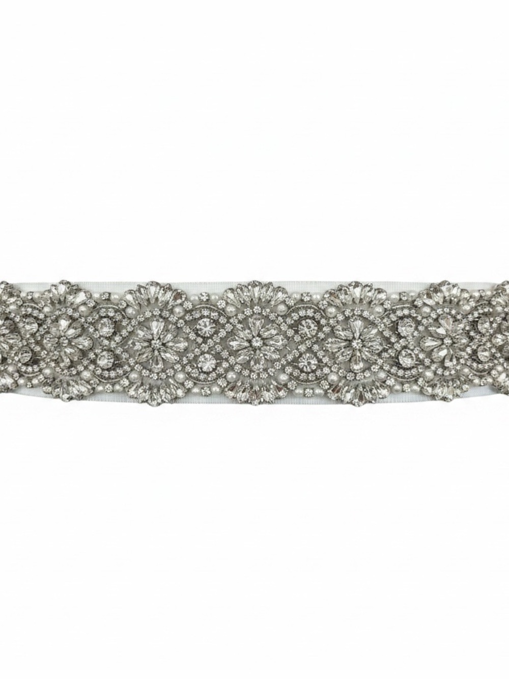 David's Bridal Ivory Bridal Crystal Beaded Belt - Picture 2 of 5
